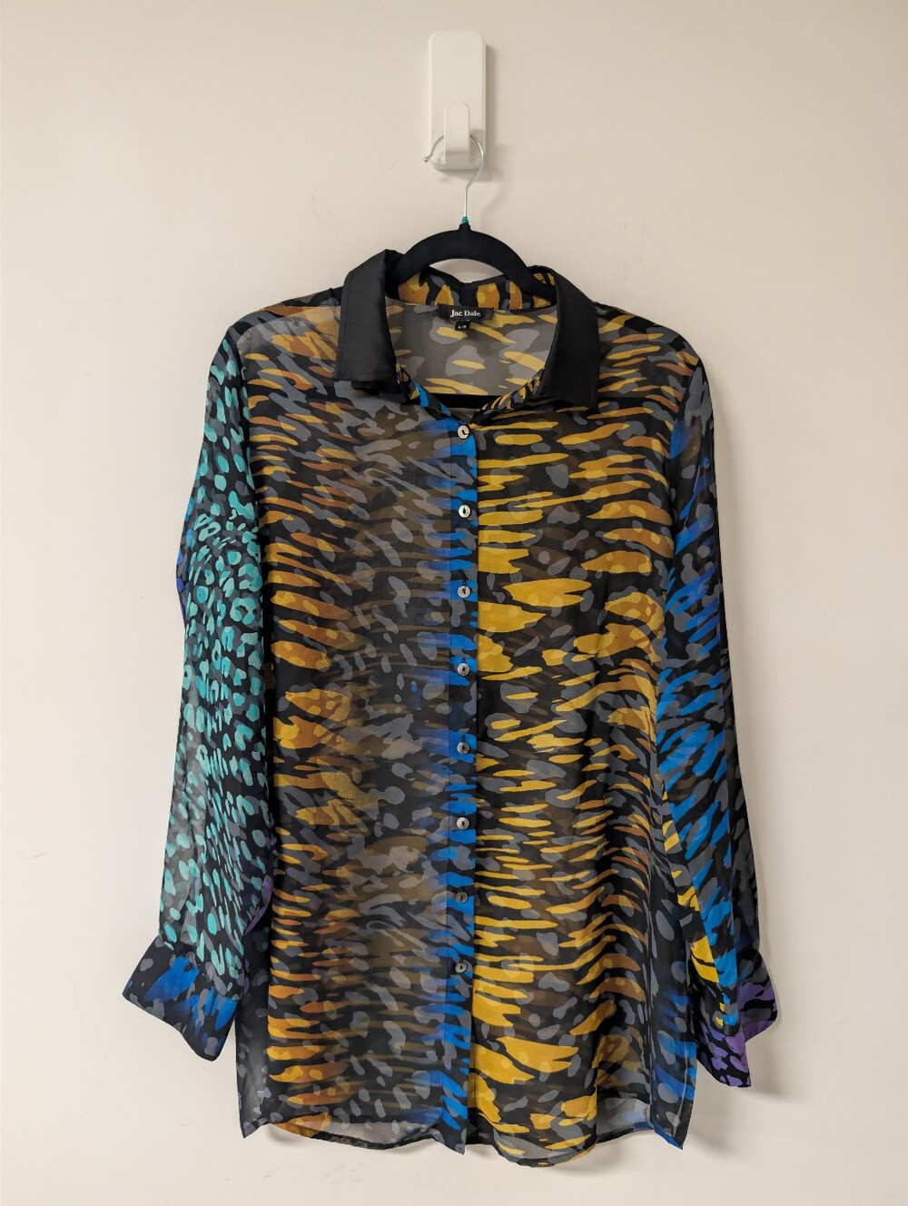 Jac Dale Multi Colored Sheer Leopard Print Blouse